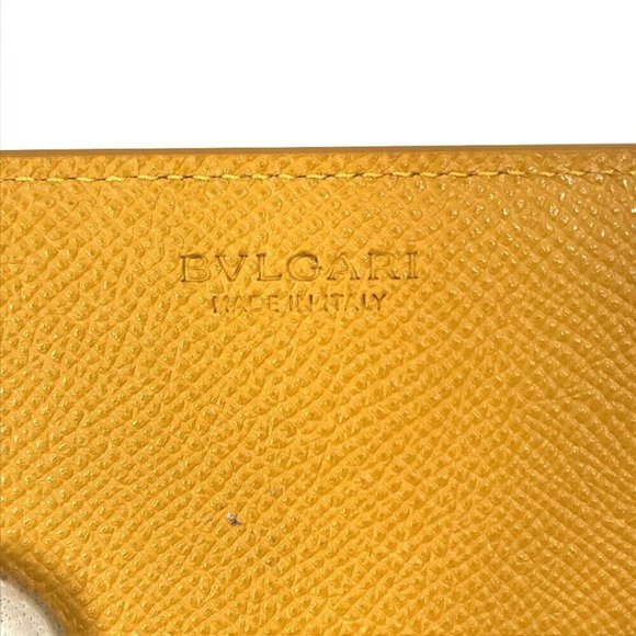 BVLGARI Bulgari Bulgari Logo clip Two fold Folded wallet Leather Gray x Yellow - Picture 3 of 16